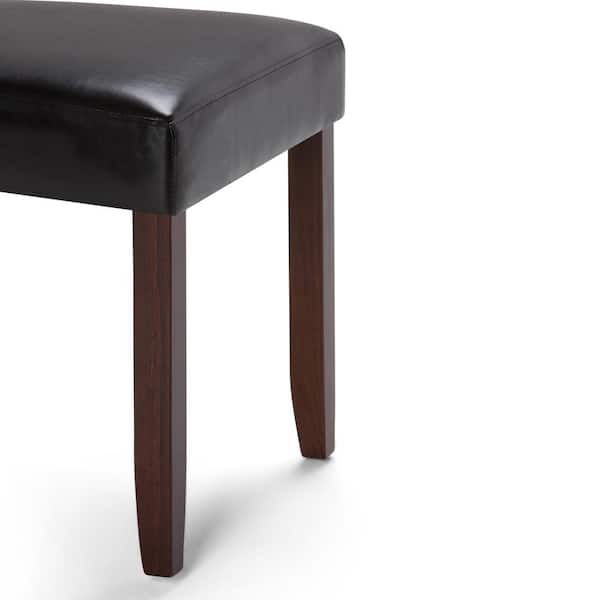 Acadian Transitional Parson Dining Chair in Midnight Black Faux Leather (Set of 2)