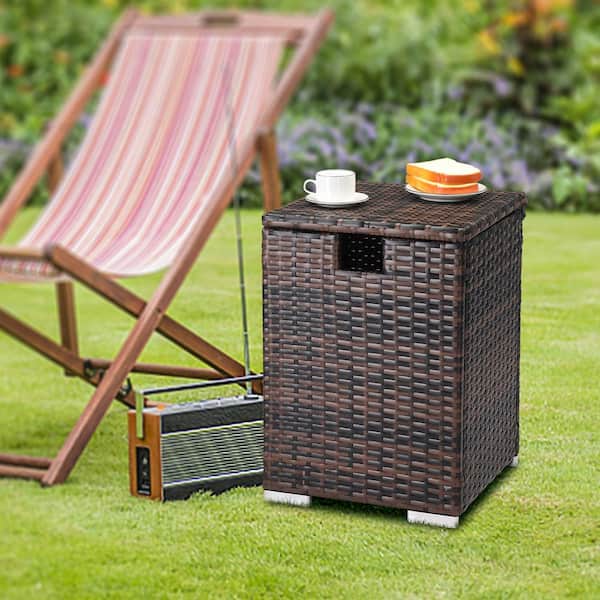 Karl home Brown Wicker Outdoor Side Table