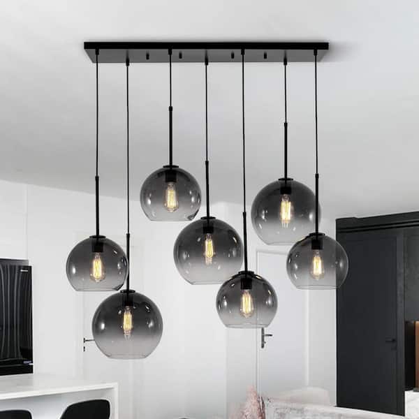 Hunter Vidria 3-Light Matte Black Modern/Contemporary Tinted Glass Tiered LED Small Hanging