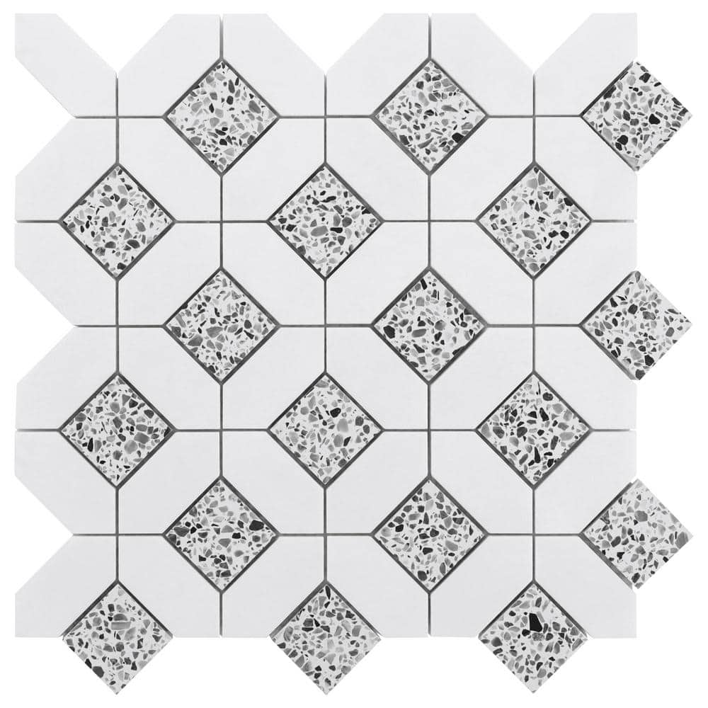 Truffle White 12x12 Marble and Terrazzo Mosaic Tile