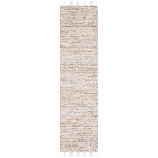 Vintage Leather 2 ft. x 9 ft. Beige Solid Marle Runner Rug