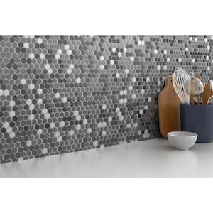 Confetti II Freddo 11.81 in. x 11.81 in. Honeycomb Glossy & matte blend Glass Mosaic Tile (0.982 sq. ft./Each)