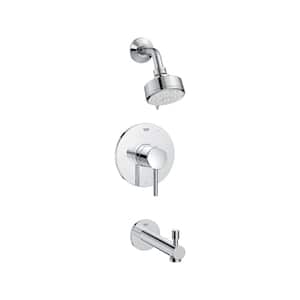 Concetto 1-Handle Wall Mount Tub and Shower Trim Kit in StarLight Chrome with Tub Spouts - 1.75 GPM (Valve Not Included)