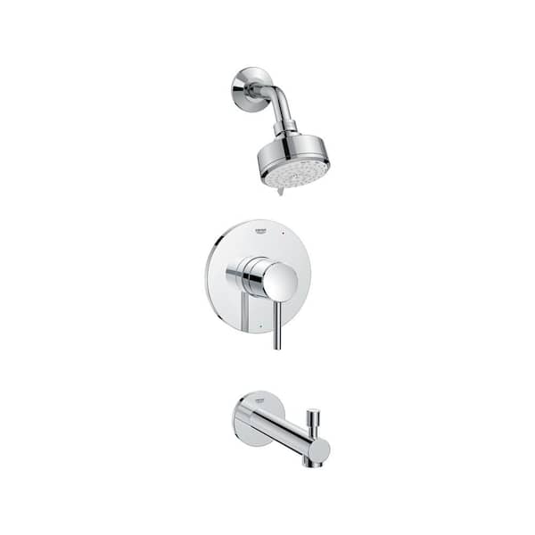 GROHE Concetto 1-Handle Wall Mount Tub and Shower Trim Kit in StarLight Chrome with Tub Spouts - 1.75 GPM (Valve Not Included)
