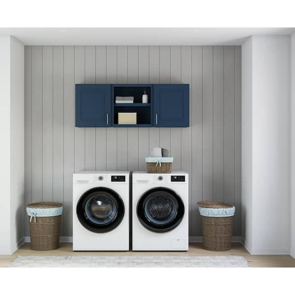 Greenwich Valencia Blue Plywood Shaker Stock Ready to Assemble Kitchen-Laundry Cabinet Kit 12 in. x 23 in. x 60 in.
