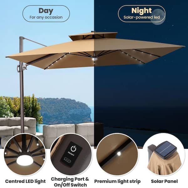 10x10 inch outdoor patio umbrella Sunbrella Cantilever Napoli Hanging with Big Base Length:177 - color_search_tag-marrone drying—built to withstand the Home Depot Recalls Patio