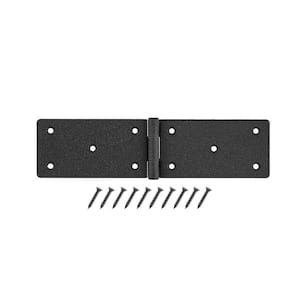 6 in. Matte Black Heavy-Duty Strap Hinge with Rust Defender