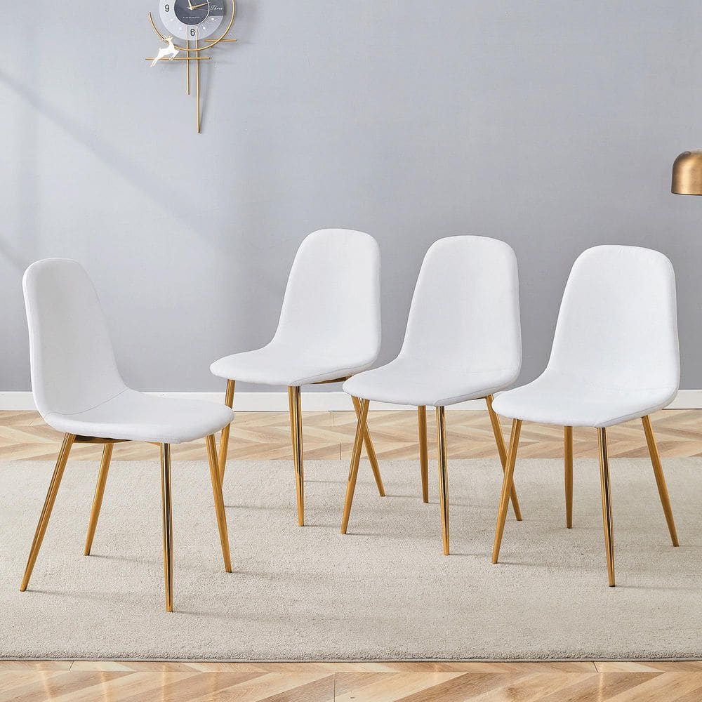 White/Gold Linen Dining Chairs Set of 4 price history on PriceWatchPro