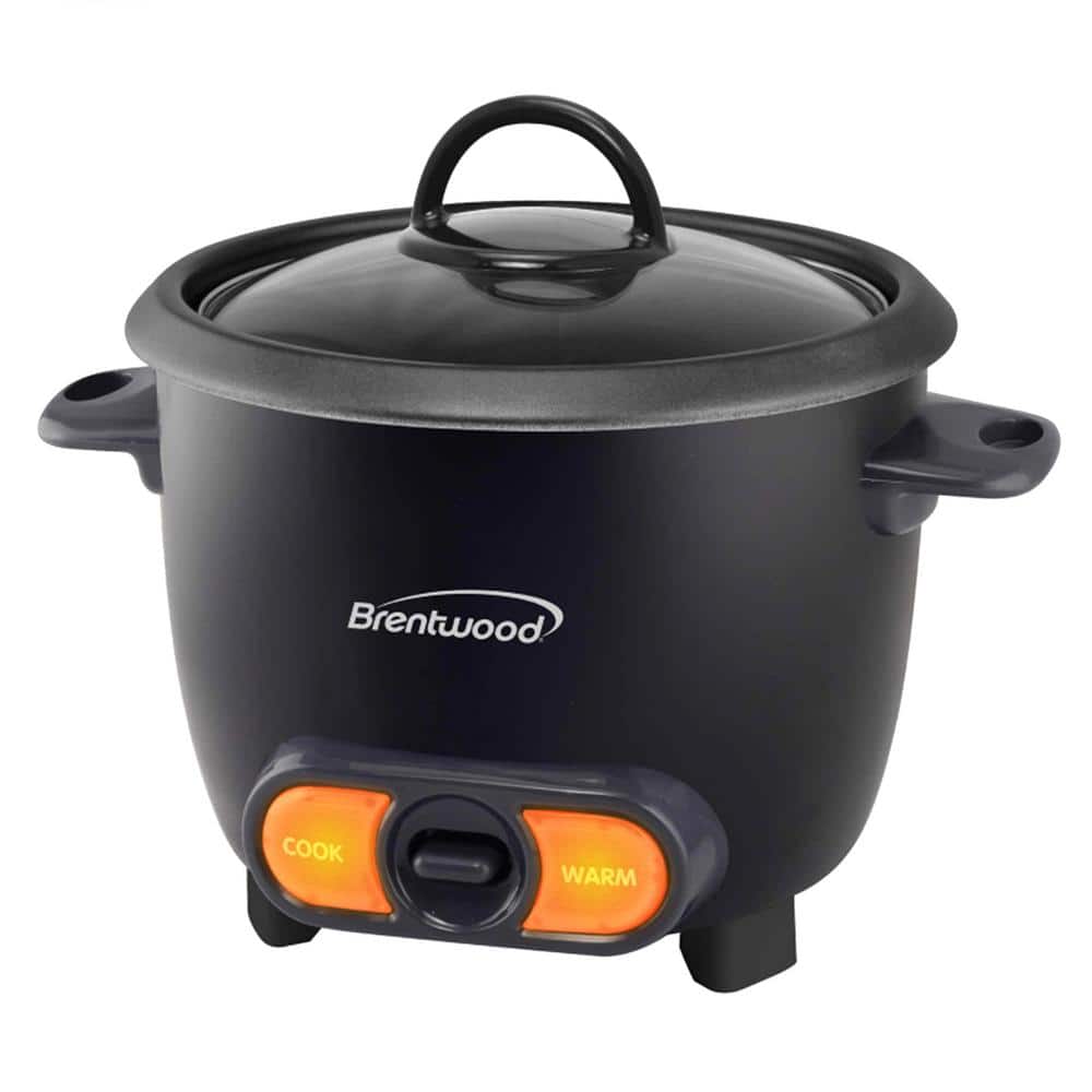 Brentwood 3-Cup Black Uncooked/6 Cup Cooked Non Stick Rice Cooker  985117026M - The Home Depot