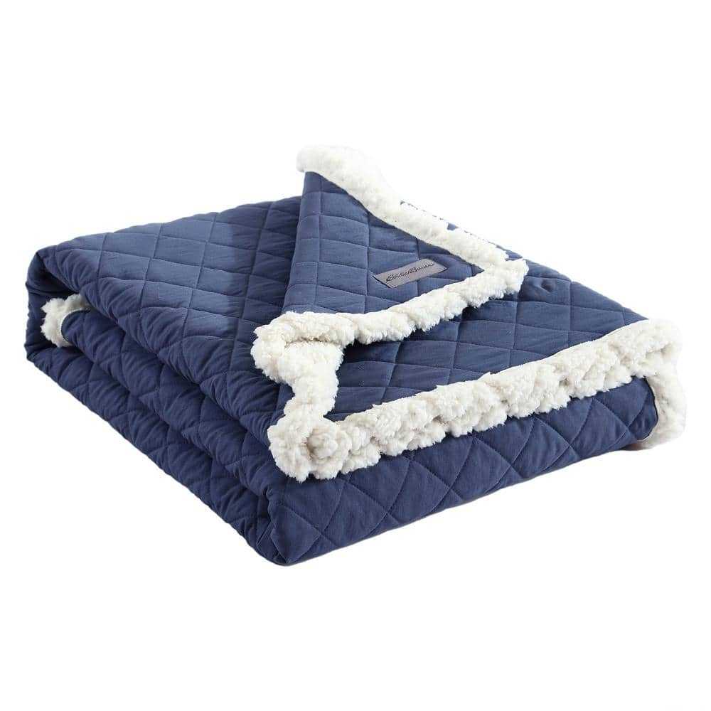 EDDIE BAUER Essential Blue Microfiber Throw Blanket USHSHF1240964 - The ...