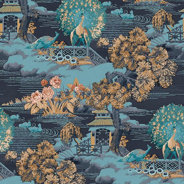 Graham & Brown Edo Toile Navy Nonwoven Paper Paste the Wall Removable Wallpaper