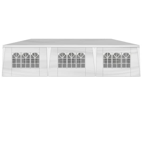 maocao hoom 10 ft. x 30 ft. Outdoor Wedding Tent with 5 Removable Sidewalls in White