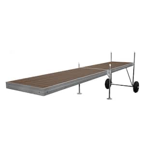 16 ft. Roll-In-Dock Straight Aluminum Frame with Composite Removable Decking Complete Dock Package - Woodland Brown