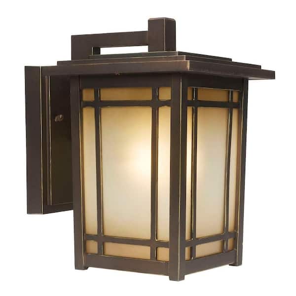 Port Oxford 10.6 in. 1-Light Oil Rubbed ChestnutHardwired Outdoor Wall Light Lantern Sconce with No Bulb Included