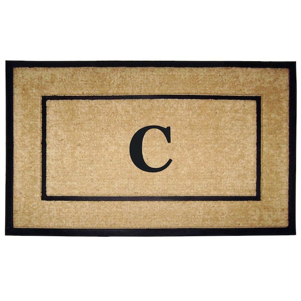 Nedia Home Coir with Rubber Frame Door Mat Single Picture Frame, Monogram C - 30 in. x 48 in.