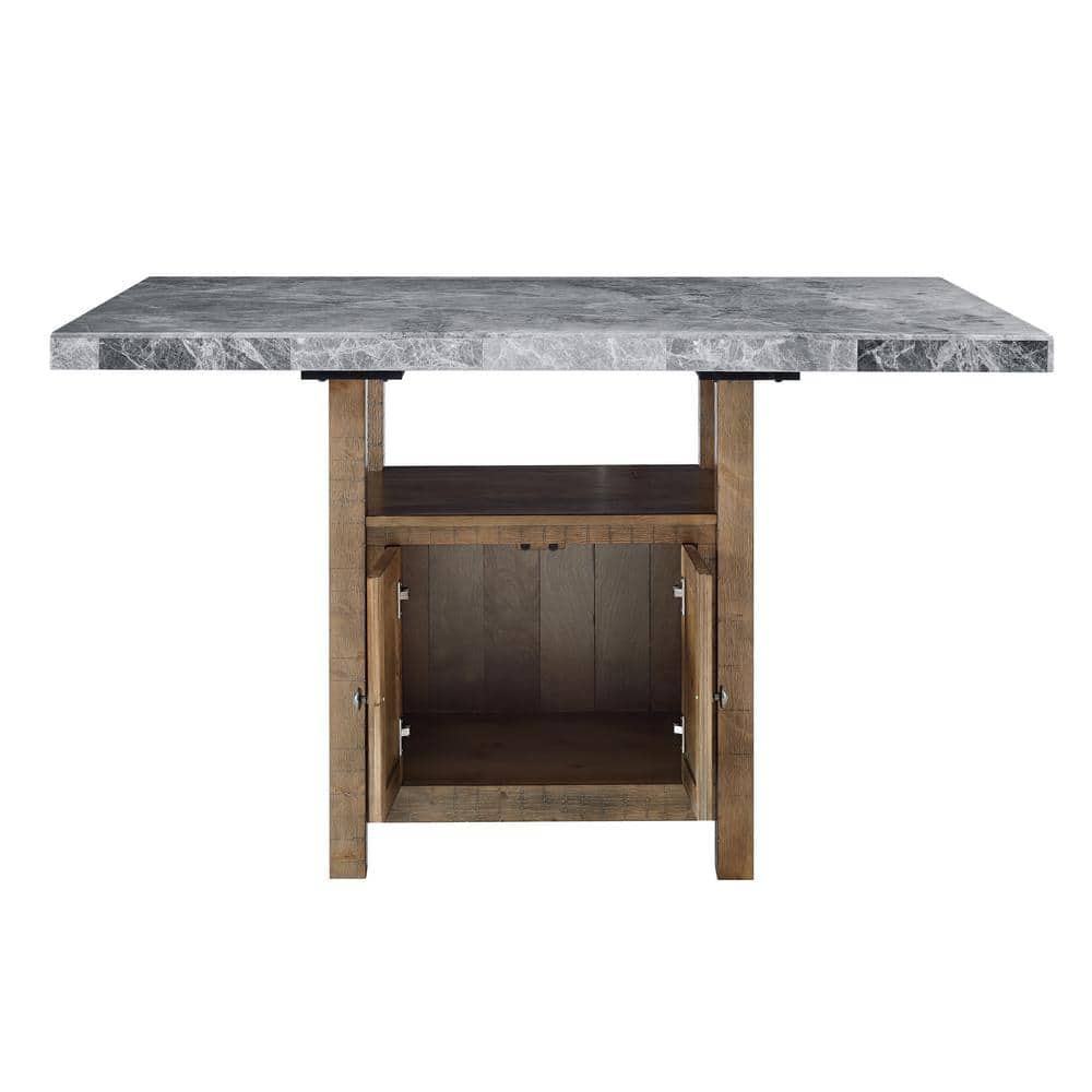 Grayson Gray Marble and Driftwood 7-Piece Counter Dining Set