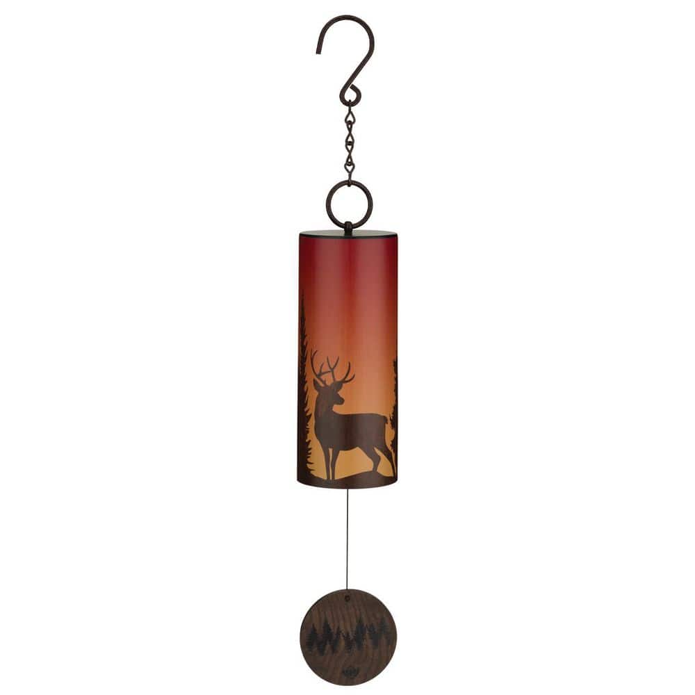 Sunset Scene Deer Wind Bell in Multicolor Metal