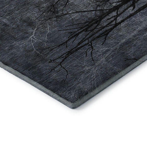 Mayfield Premium Machine Washable Abstract AMF2083 Charcoal 3 ft. x 5 ft. Area Rug