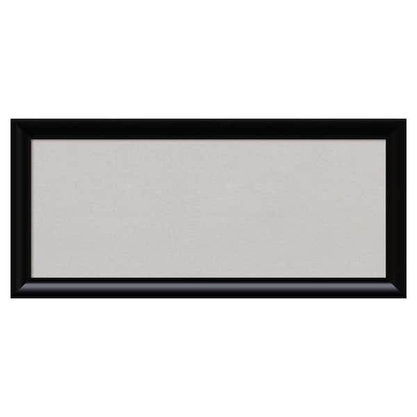 Amanti Art Steinway Black Scoop Wood Framed Grey Corkboard 33 in. x 15 in Bulletin Board Memo Board
