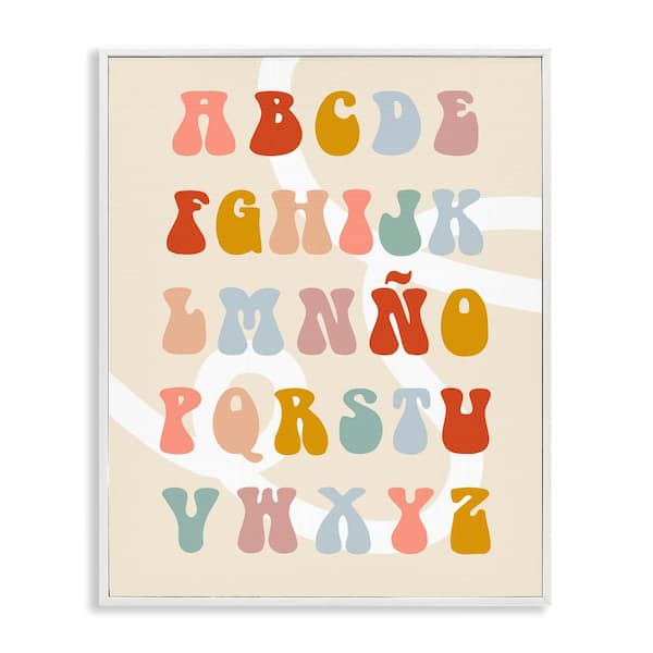 Stupell Industries Abstract ABC Spanish Alphabet by Lil' Rue White Framed Typography Giclee Art Print 30 in. x 24 in.