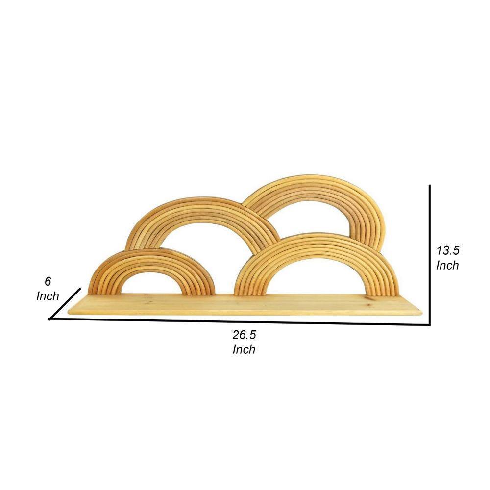 Dadi Natural Wood Semi Circle Wall Shelf with 4 Layers