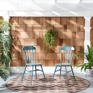 Broderick Matte Navy Blue Stackable Metal Outdoor Dining Chair (2-Pack)