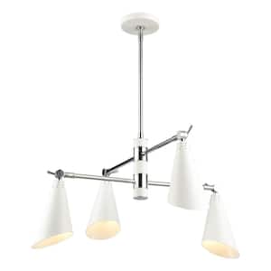 Crane 26 in. Wide 4-Light Polished Chrome Chandelier with Metal Shade