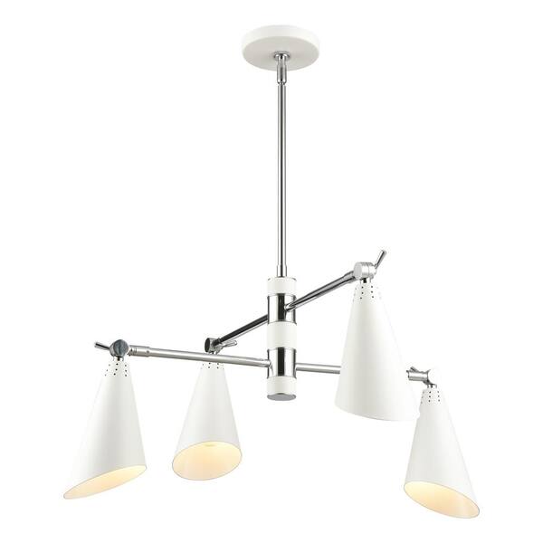Titan Lighting Crane 26 in. Wide 4-Light Polished Chrome Chandelier with Metal Shade
