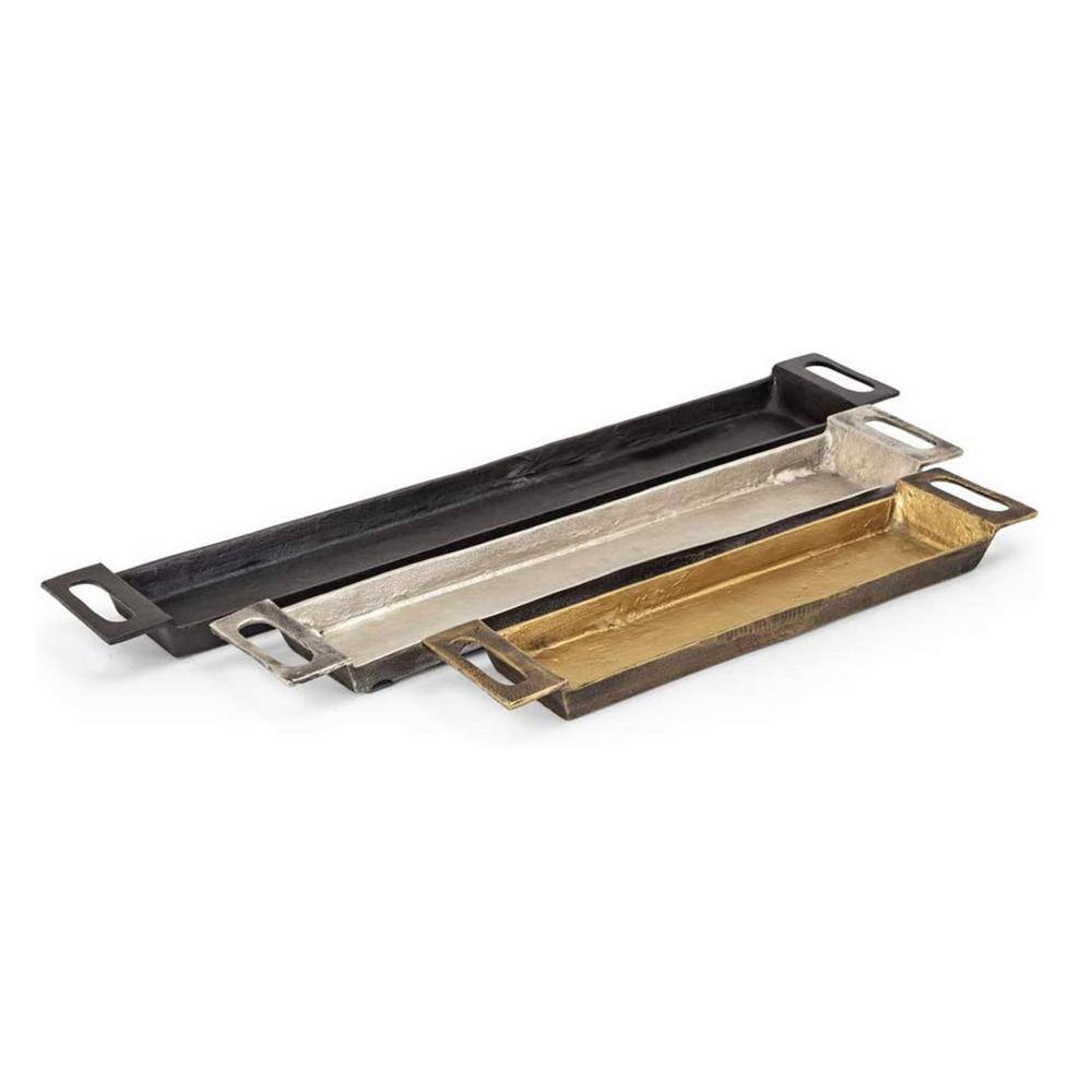 Danny Rustic Gold, Silver, and Black Aluminum Serving Trays - Set of 3