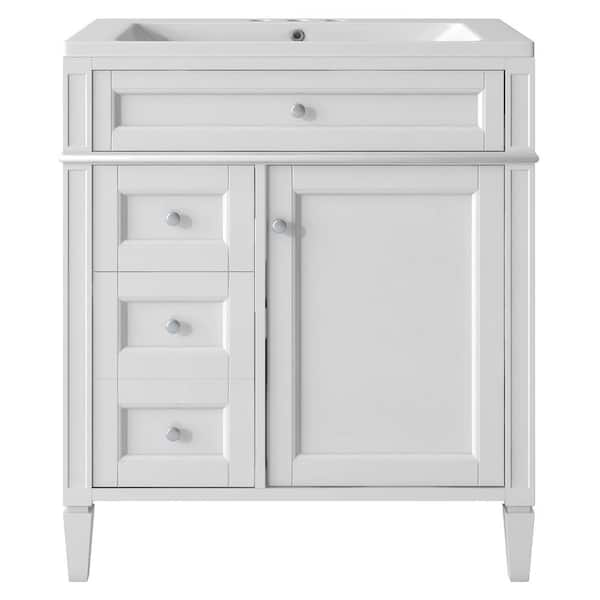 COWLOWN 30.00 in. W x 18 in. D x 33.00 in. H Freestanding Bath Vanity in White with White Ceramic Top