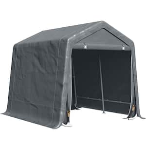 Width in 7.9 ft. W x 9.2 ft. D Metal Shed with Double Zipper Doors Coverage Area (72 sq. ft.)