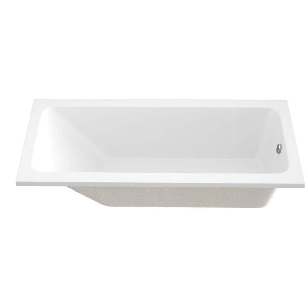 "66"" x 30.7"" Rectangular Built-In Acrylic Soaking Bathtub with Left Chrome Drain, Left/Right Installation in Glossy White" price history on PriceWatchPro