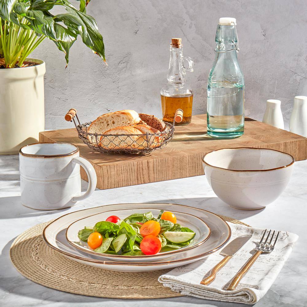 Geneva Speckled White Ceramic 16-Piece Dinnerware Set