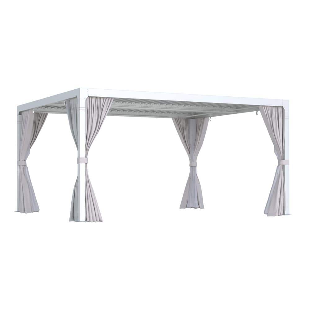 10 ft. x 12 ft. Outdoor Louvered Gazebo with Adjustable Aluminum Rainproof 