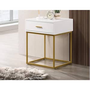 Catalina 1-Drawer White Nightstand 24 in. H x 20.5 in. W x 18.5 in. D