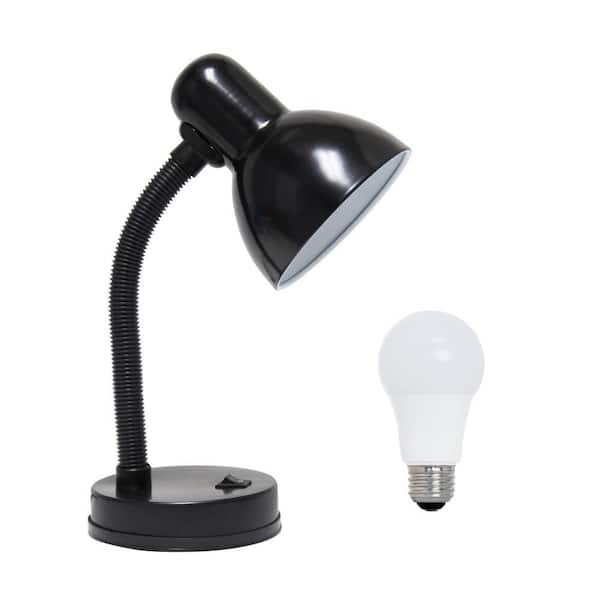 Simple Designs 14.25 in. Black Basic Metal Desk Table Lamp with