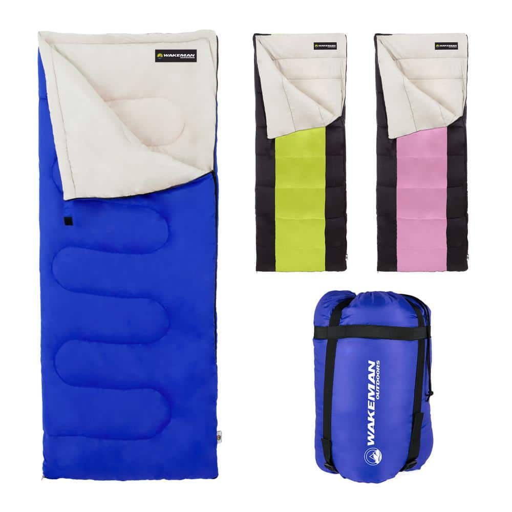 Wakeman Outdoors 2-Season Blue Spirit Lake Sleeping Bag with Carrying Bag