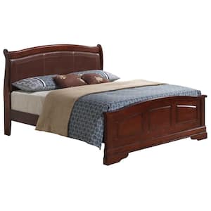 Louis Philippe Cherry Upholstered Wood King Panel Bed