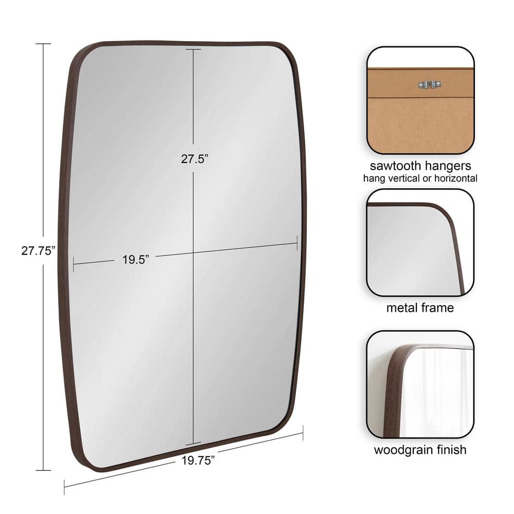 Zayda 20x28 Walnut Brown Slim Frame Mid-Century Modern Mirror