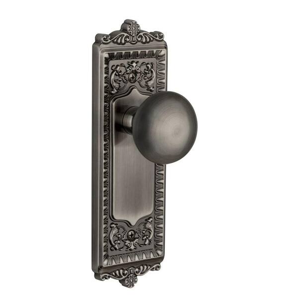 Grandeur Windsor Antique Pewter Plate with Dummy Fifth Avenue Knob