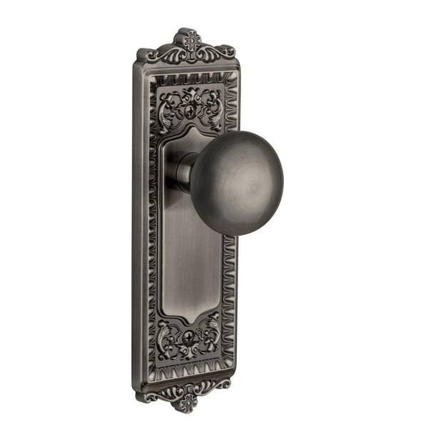 Grandeur Windsor Antique Pewter Plate with Double Dummy Fifth Avenue Knob