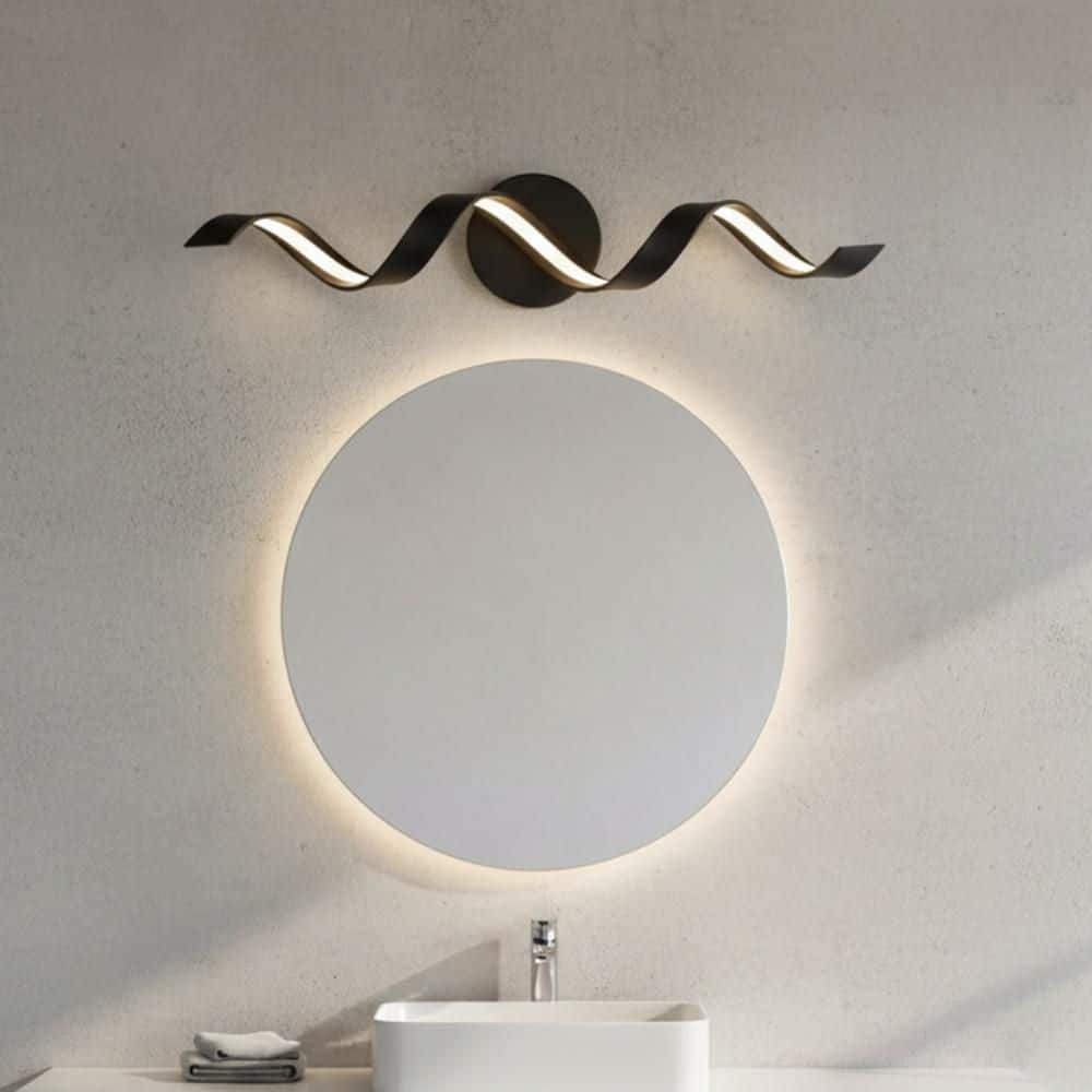 24 in. 1-Light Black Spiral LED Vanity Light for Bathroom Mirror Living Room Wall, Modern Bathroom Light Fixture price history on PriceWatchPro
