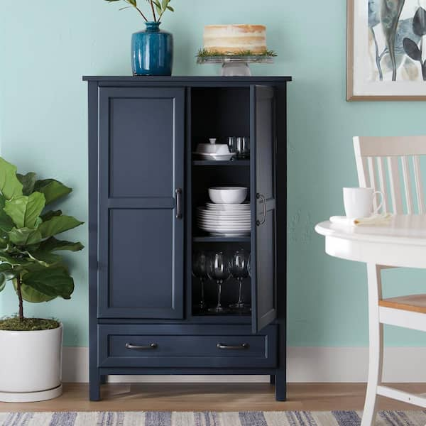 Blue kitchen on sale pantry cabinet