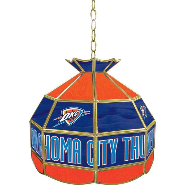 Trademark Global Oklahoma City Thunder NBA 16 in. Nickel Hanging Tiffany Style Lamp