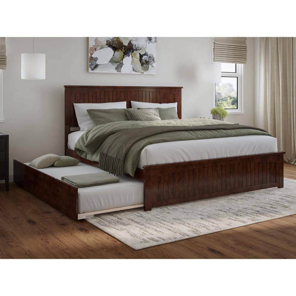 AFI Nantucket Walnut Brown Solid Wood Frame King Platform Bed with ...