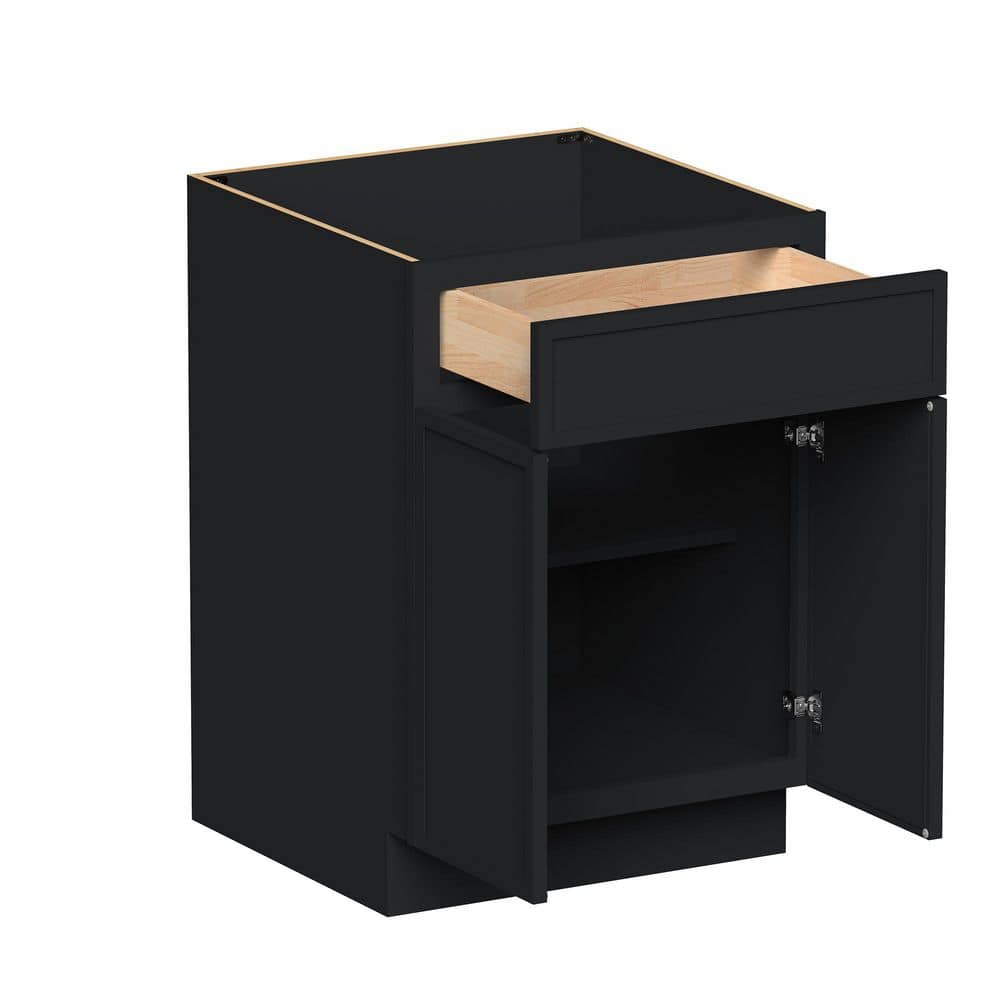 24 in W x 24 in D x 34.5 in H HDF Ready to Assemble Standard Base Kitchen Cabinet in Black w/ 2-Door,1-Drawer,1-Shelf price history on PriceWatchPro
