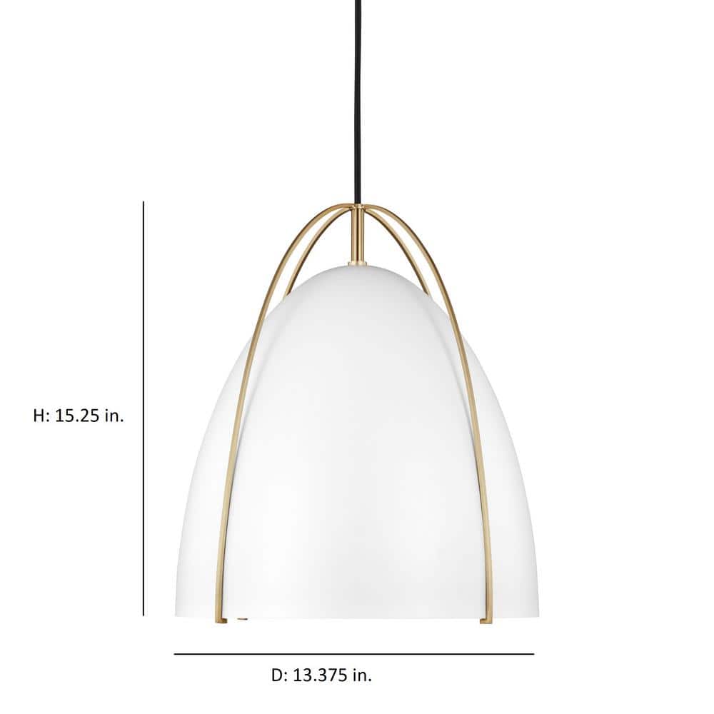 Norman Contemporary 1-Light Indoor/Outdoor Pendant in Satin Brass