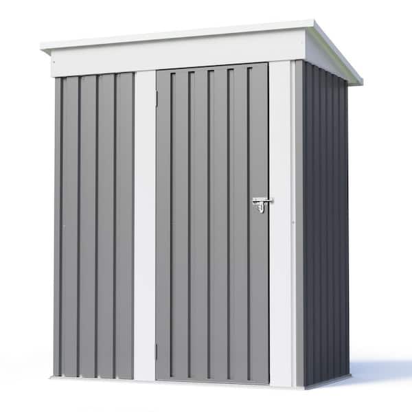 5 ft. W x 3 ft. D Outdoor Storage Metal Shed, Lockable Garden Shed for Backyard, Gray(15 sq. ft. )