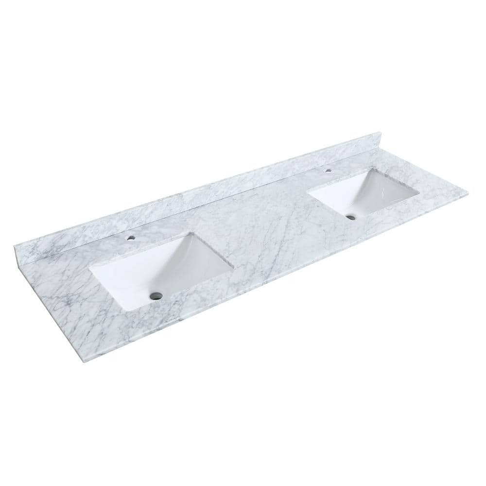 Miranda 72" Dark Gray Double Bathroom Vanity with White Carrara Marble Top