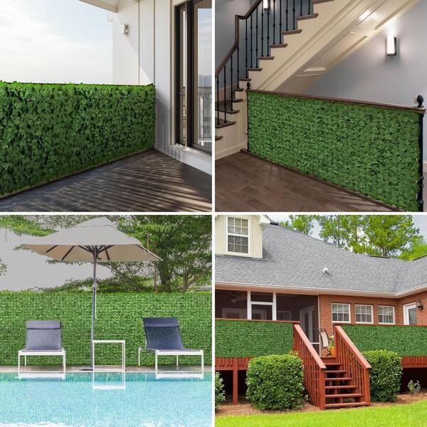 1 in. H x 10 ft. W Green Artificial Ivy Plant Hedge Panel for
